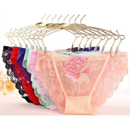 Sexy Embroidered Floral Briefs Women Lace Ultra-thin Underwear Breathable Soft High Stretchy Panties 2020 New