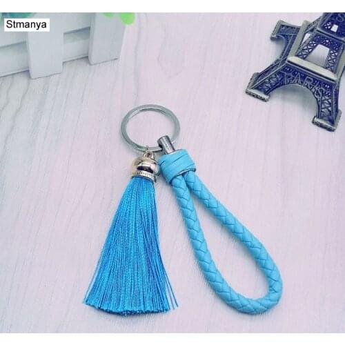 Silk Tassels Key Chain PU woven Keychain - 2016 New PU leather Car keychains For Women bag Car key ring jewelry #16018