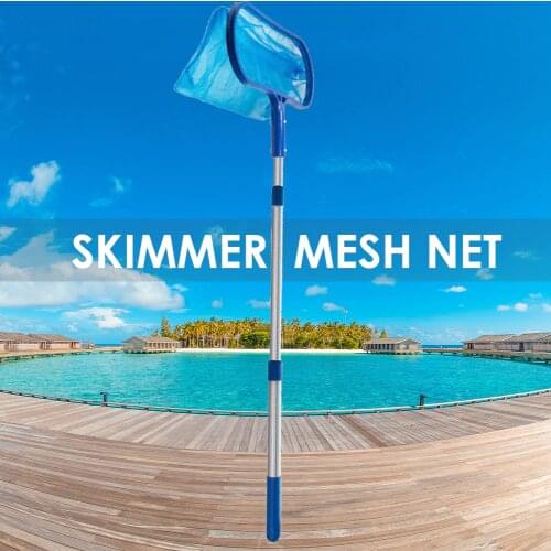 Swimming Pool Skimmer Net with Telescopic Pole Removal Leaf Rake Mesh Pool Ponds Cleaning Debris Tools