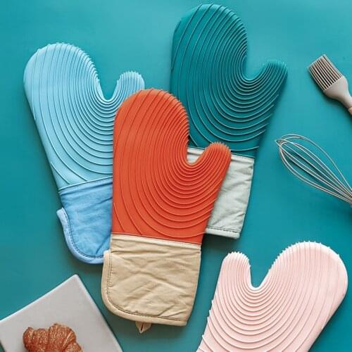 1PC Baking BBQ Grill Potholder Glove Oven Baking Mitts Non-slip Silicone Heat Resistant Glove Kitchen Cooking Accessories