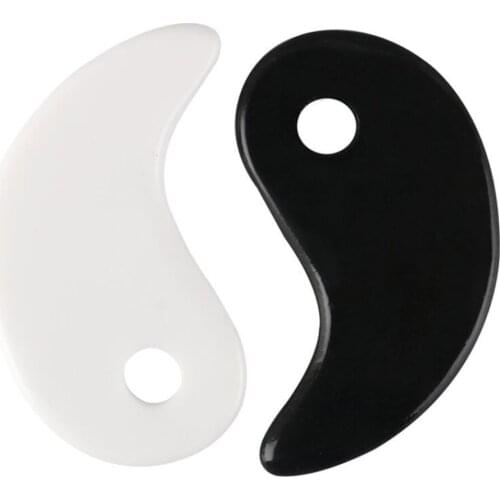 10pcs/lot White Black Gua Sha Massage Real Natural Jade Stone Tai ji Shape for Scraping Facial and Body Skin SPA