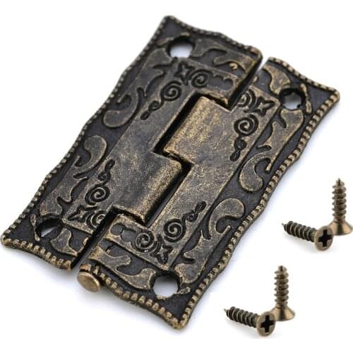 10PCS Antique Bronze Hinges Cabinet Door Drawer Decoration Vintage Hinge For Jewelry Wooden Box Furniture Hardware