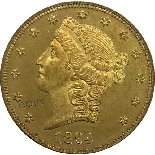 1894 P S United States 20 Twenty Dollars Liberty Head Double Eagle with motto Gold coin Brass Collectibles Copy Coin
