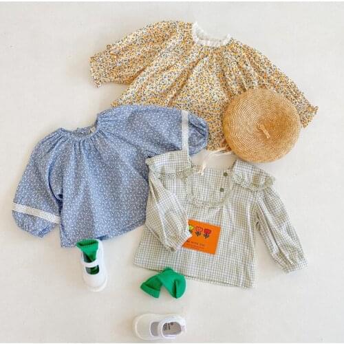 2020 Spring Autumn Fashion Childrens Clothing Cotton Baby Kids Girl Long Sleeve Flower Floral Blouse Shirt Girls Blouse