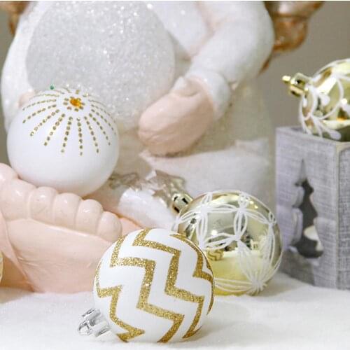 24Pcs Christmas Decorations Drum Painted Christmas Balls 6cm Christmas Tree Decorated With Colorful Balls