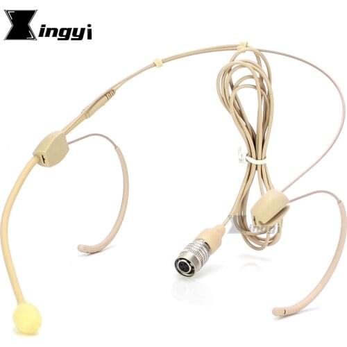 4 Pin Hirose Connector Plug Double Earhook Microphone Headset Mic For Audio Technica UHF Wireless System ATW R1100 1001 310b T51