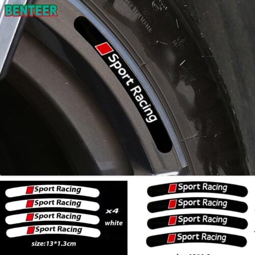 4pcs Reflective car rim sticker for Audi sline A4 B5 B6 B7 B8 A3 8P 8V 8L A5 A6 C6 C5 C7 A1 A7 A8 Q2 Q3 Q5 Q7 TT RS5