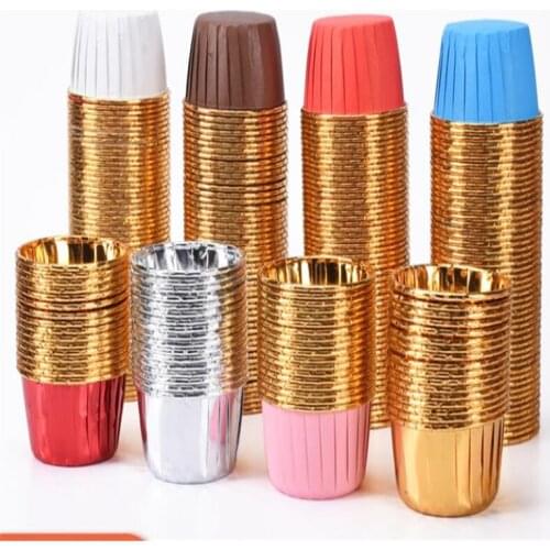 50Pcs Foil Red Muffin Cupcake Paper Cups Oilproof Cupcake Wrapper Liner Baking Cup Wedding Cupcake Muffin Paper Cases Holder