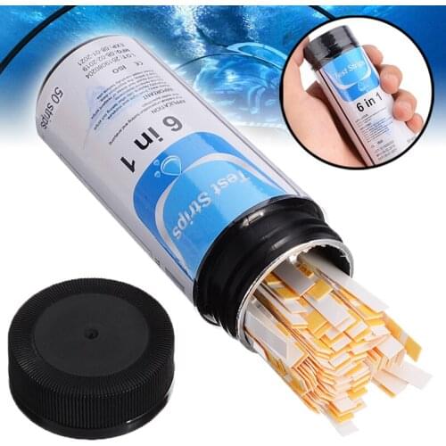50pcs Aquarium Test Strip 6 In 1 PH Degree Testing Fish Tank Swimming Pool Water Quality PH Level Test Papers