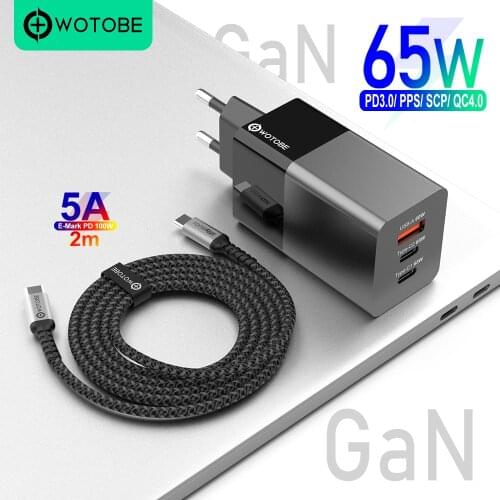 65W GaN USB-C Power Adapter,1Port PD65W PPS 45W for Type-C Laptops MacBook iPad iPhone Samsung,1port QC3.0/SCP for HUAWEI XIAOMI
