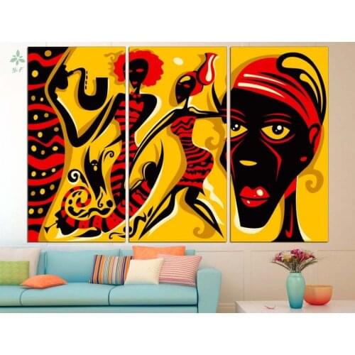 Abstract African Women Canvas Decor Ethnic Wall Art Triptych