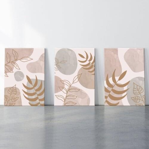 Abstract Boho Poster Wall Art Prints Watercolor leaf Canvas Paintings Wall Posters Pictures for Bedroom Interior Home Decoration