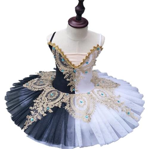Robe tutu de Ballet professionnelle pour femmes, vêtements pour adultes, noir et blanc, jupe tutu pour femmes, costume de danse
