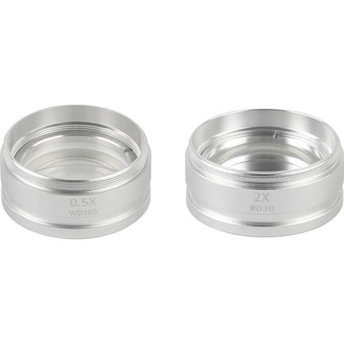 WD165 WD30 0.5X 2X Binocular Stereo Trinocular Microscope Auxiliary Objective Lens Barlow Lens 1-7/8" (48mm) Mounting Thread
