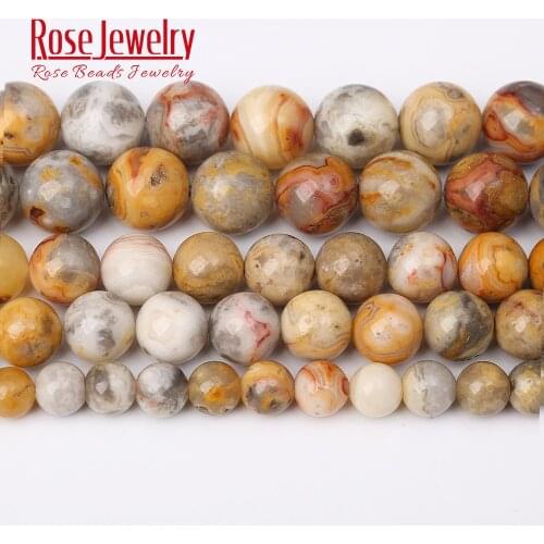 Natural Round Crazy Agates Stone Spacer Loose Beads 4 6 8 10 12 mm For Fashion Jewelry Making Bracelet Necklace
