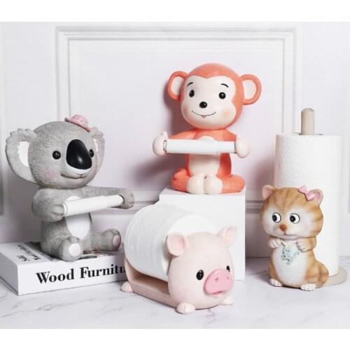 Paper Towel Holder Cute Creative Living Room Bathroom Resin Toilet Paper Holder Box Roll Paper Tube Rack Decoration