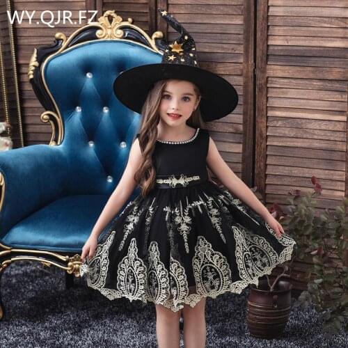BH-A752A#Girls Childrens wear Flower Dresses party dress Embroidery lace Black cheap wholesale Christmas Children Day costumes
