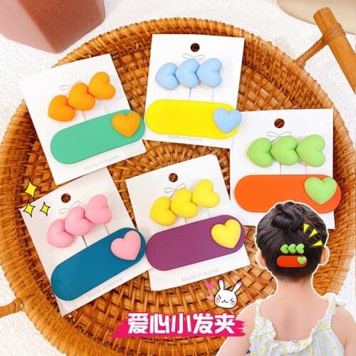 HigoodChildren hairpin color matching baby love BB clip girl broken hair clip hair female headdress hairpin of the girls