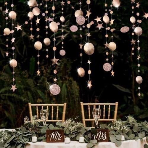 4m Round Disc Stars Garland Ornament Hanging Banner Bunting Birthday Party Decor Adult Boy Girl Baby Curtain Decor Wedding DIY