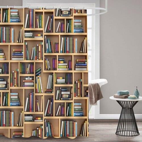 Map Bookshelf Flag Bathroom Shower Curtains Flash wood Curtains in the bathroom Waterproof Polyester Bath curtain Bath Screens