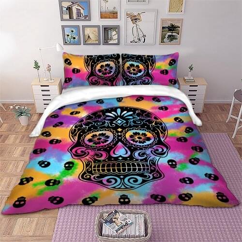 Colorful Skulls Bedding Set 3D Print Duvet Cover Pillowcases Twin Full Queen King Home Textile Dropshipping