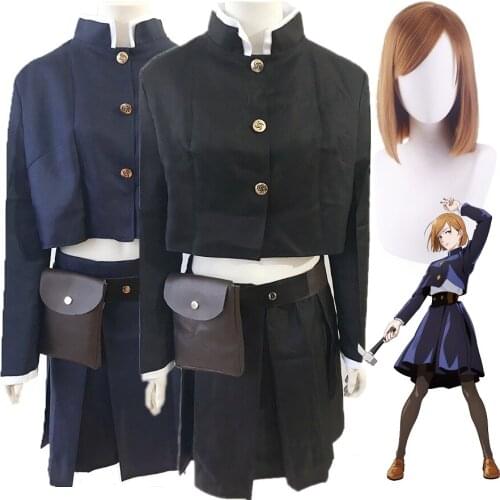 Anime Jujutsu Kaisen Kugisaki Nobara Cosplay Costume Halloween Women Uniform Waist Arms Bag Top Skirt Coat Full Set