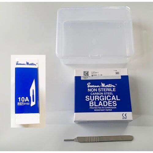 10A 100PCS Swann Morton Scapel Blade Sharp Surgical Blade Non Sterilized Carbon Steel