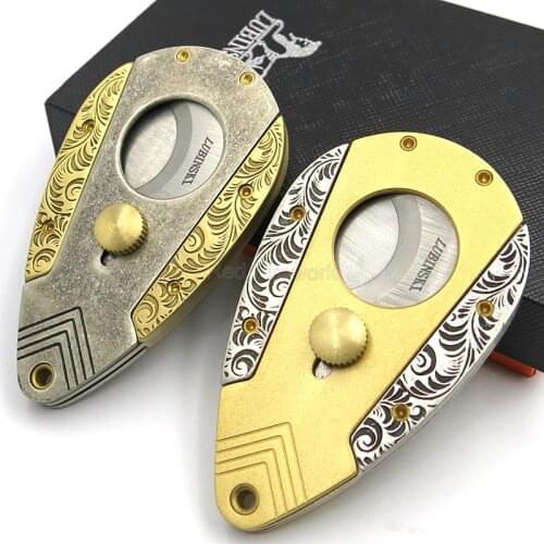 LUBINSKI Vintage Style Stainless Steel Dual Blades Super Sharp Cigar Cutter Cigar Guillotine Scissors Portable