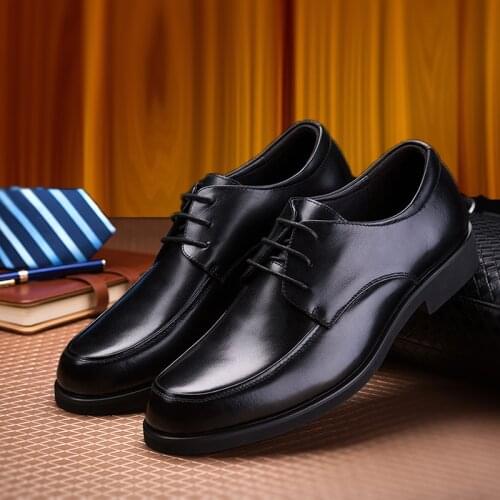 Mazefeng Brand Mens Dress Shoes Square Toe Gentlemen Leather Shoes Trendy Business Style Lace-up Fashion Men Shoes Size 38-44