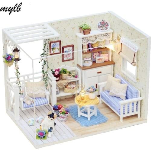 Mylb Doll Furniture Diy Miniature Dust Cover 3D Wooden Miniaturas Dollhouse Toys for Children Birthday Gifts Kitten Diary