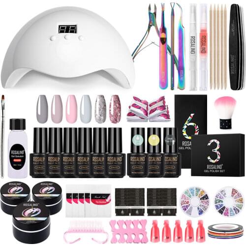 ROSALIND Lamp Gel Polish Set Manicure Tools Kit Semi Permanent Gel Nail All For Hybrid Varnish Lacquer Soak Off Nails Art