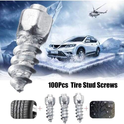 New 100PCS 12mm Tire Studs Carbide Screw Snow Spikes Anti-Slip Anti-ice for Car/SUV/ATV/UTV with Installation Tool Car Tire Stud