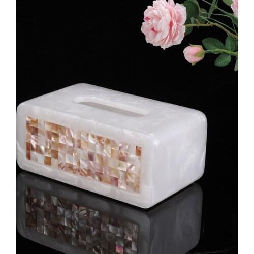 Shell Series Creative Decorative Tissue Box Resin Ornaments Tissue Box Holder Crafts Storage Box Home Decor Desktop Wedding Gift
