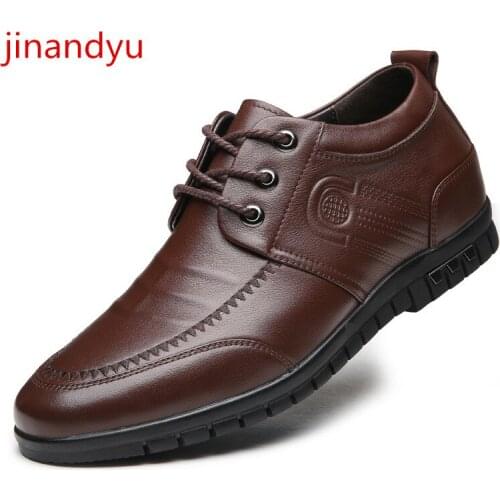 Hidden Heel Mens Shoes Genuine Leather Men Oxford Shoes Elevator Shoes for Men Lace-Up Black Brown Wedding Dress Formal Shoe