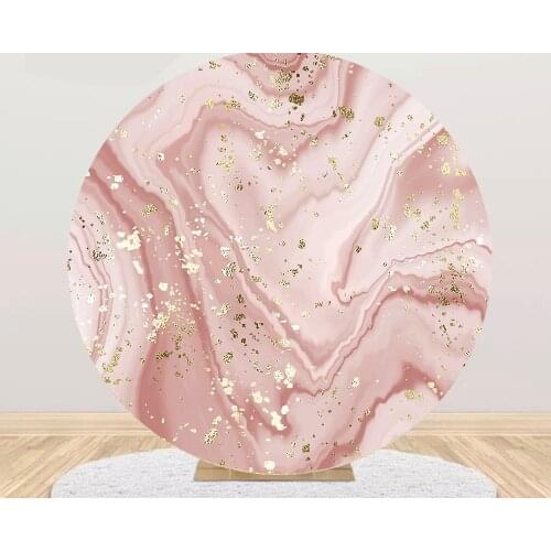 Pink Marble Gold Baby Shower Round Photography Background cover Girl Photo Backdrop Birthday Party Decoration Circle Banner 873