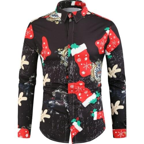 New Autumn Man Vintage Tide Turn-Down Collar Shirt Men Ethnic Print Single Breasted Long Sleeve Casual Shirt Poleras Hombre 4XL