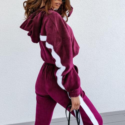 Tracksuit 2pcs Women Set Hoodies Crop Top Sweatshirt + Solid Pants Hooded Hoodies 2 Piece Sets Women Clothing Suits Female
