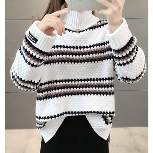 2021 New high neck chenille sweater for womens winter extra thick and loose outer wear autumn winter Women sweater Pullover