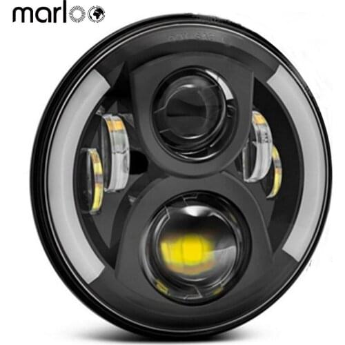 DOT 60W 7" LED Headlight Round Motorcycle Refit Front Light DRL Turn Signal Angle Eyes Headlamp For JK TJ Lada Niva 4X4