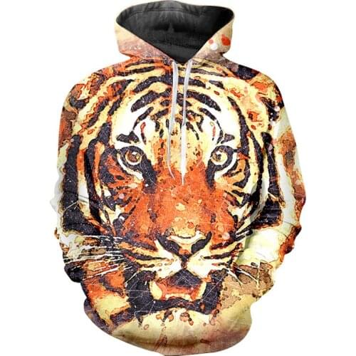 UJWI 2020 Man Popular Hoodies 3D Printed Animal Tiger Brown texture Tree Summer Mens Casual Long sleeve coat Drop Shipping