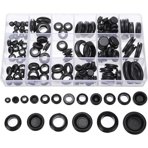 250pcs Waterproof Protect Wire Tool 18 Sizes Set Sealing Black Rubber Cables Grommet Electrical Plugs Conductor Gasket Ring Tool