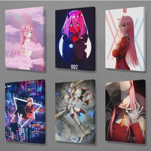 Zero Two Darling in the Franxx Anime Night City Poster Canvas Wall Art Decoration Prints for Home Bedroom Decor Painting