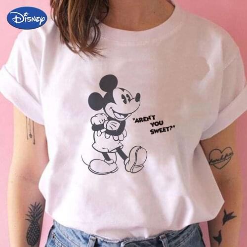 T Shirt Women Disney Mickey Mouse Classic Animation Character Printed T-Shirts 2021 New Summer Urban Fashion Streetware Dropship
