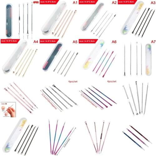 1set Stainless Steel Acne Removal Needles Pimple Blackhead Remover Tools Spoon Face Skin Care Tools Needles Facial Pore Cleaner