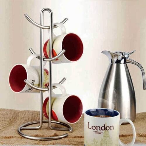 1Pc Practical Desktop Coffee Cup Holder Kitchen Tea Mug Hanging Storage Drain Rack Glass Stand Home Supplies