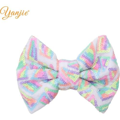 10pieces/lot Classical Rainbow Sequins Embroidery Velvet 5" Hair Bow Barrette DIY Hair Accessories For Girl 2020 Headwear Clip