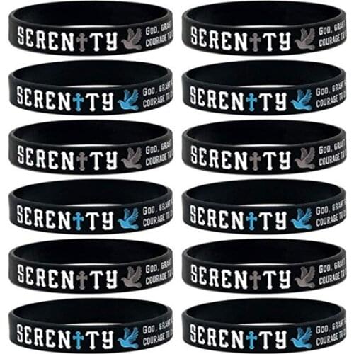 100 pcs Bible verse Serenity Prayer dove cross Silicone Wristbands Bracelets free shipping by e packet