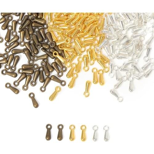 100pcs 7x2mm Ending Droplets Extension End Charm Tail Chain for DIY Jewelry Making Fi Gold/Silver Necklace Bracelet Accessory