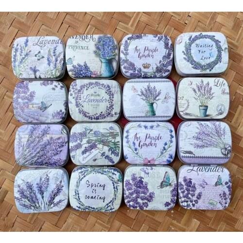 16 pc/lot ! Lavender Mini Cover Iron Tin Metal Case / Headset Can/Pill Pencil Box /Candy Chewing Gum Storage Gift