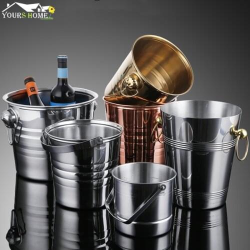 1L-7L Stainless Steel Ice Bucket Wine Champagne with Strainer & Ice Tong Barware